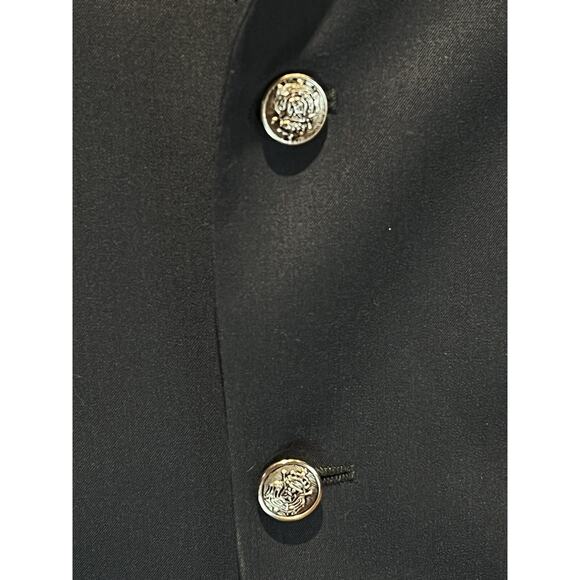 Vintage Hart Schaffner Marx 42S Navy Blue Blazer Silver Tone Crest Buttons - Picture 6 of 12